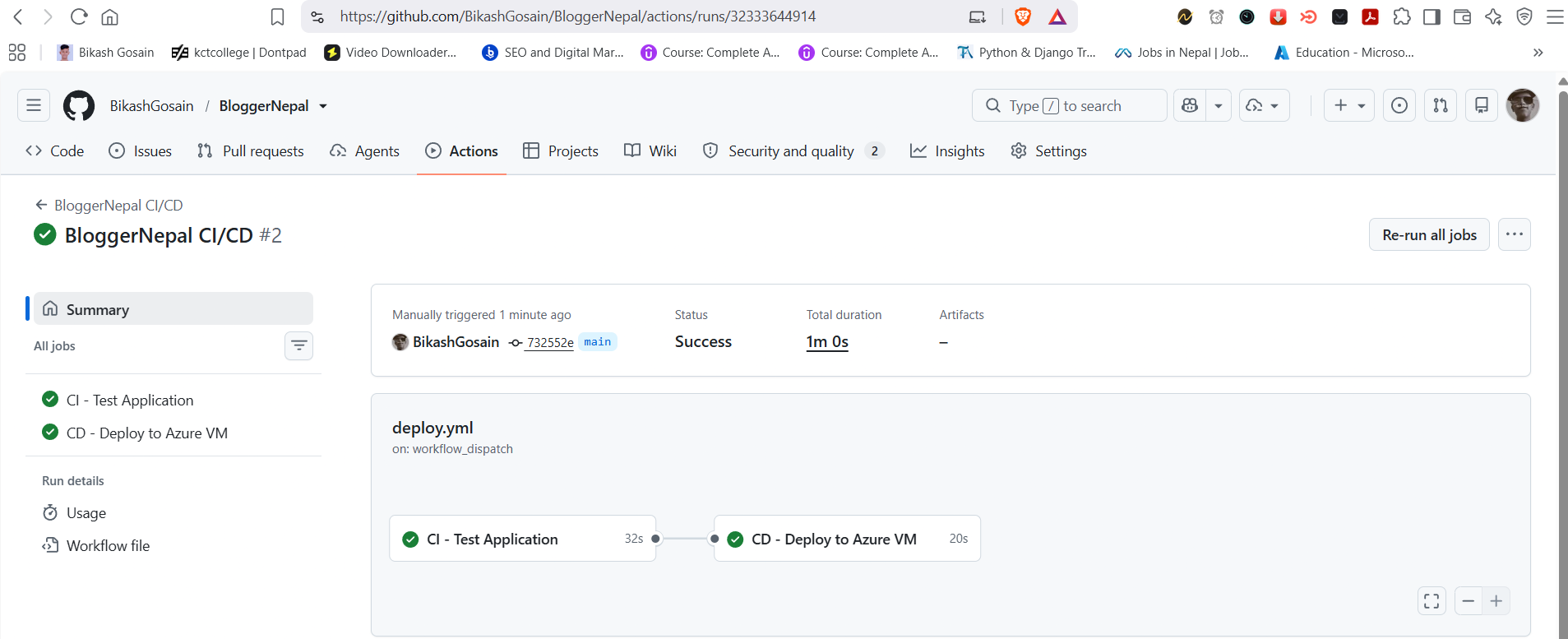 BloggerNepal Azure CI and CD deployment